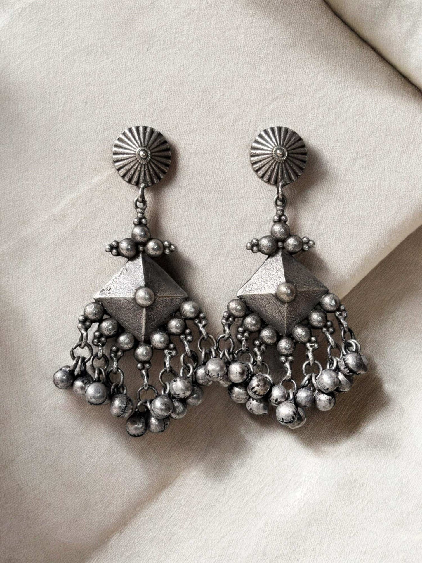Adira Ghungroo Oxidized Dangle Drop Earrings