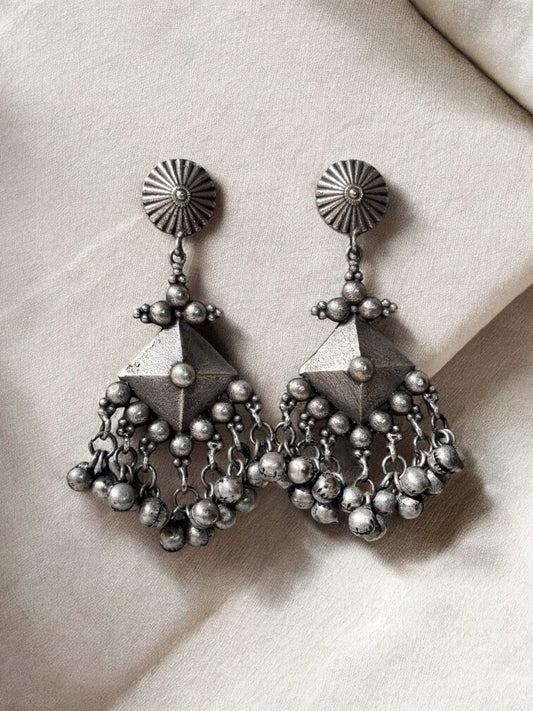 Adira Ghungroo Oxidized Dangle Drop Earrings