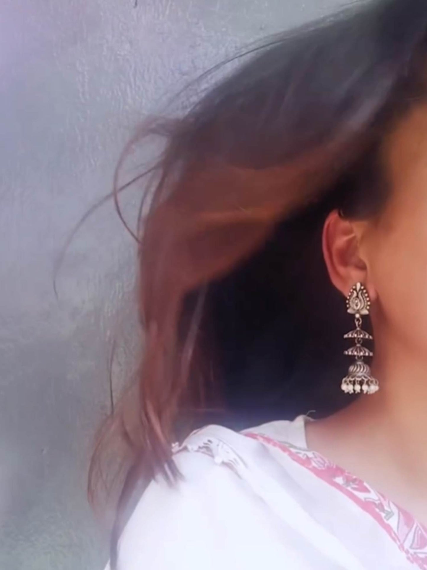 Aishani Double Layer Long Pearl Jhumka