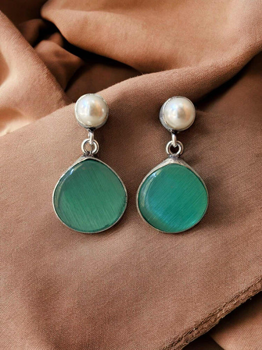 Amaya Pearl Monalisa Stone Oxidized Dangle Earrings