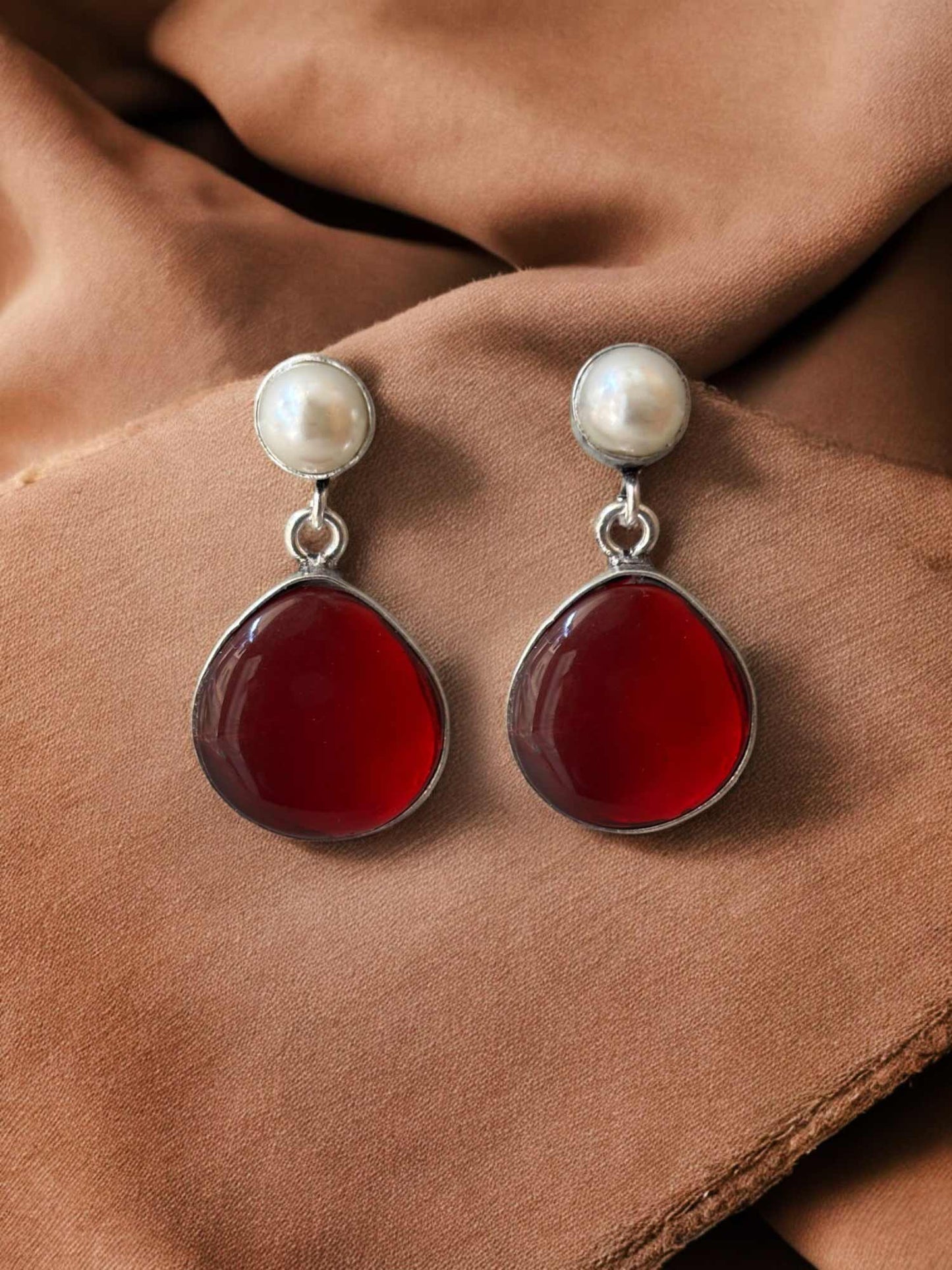 Amaya Pearl Monalisa Stone Oxidized Dangle Earrings