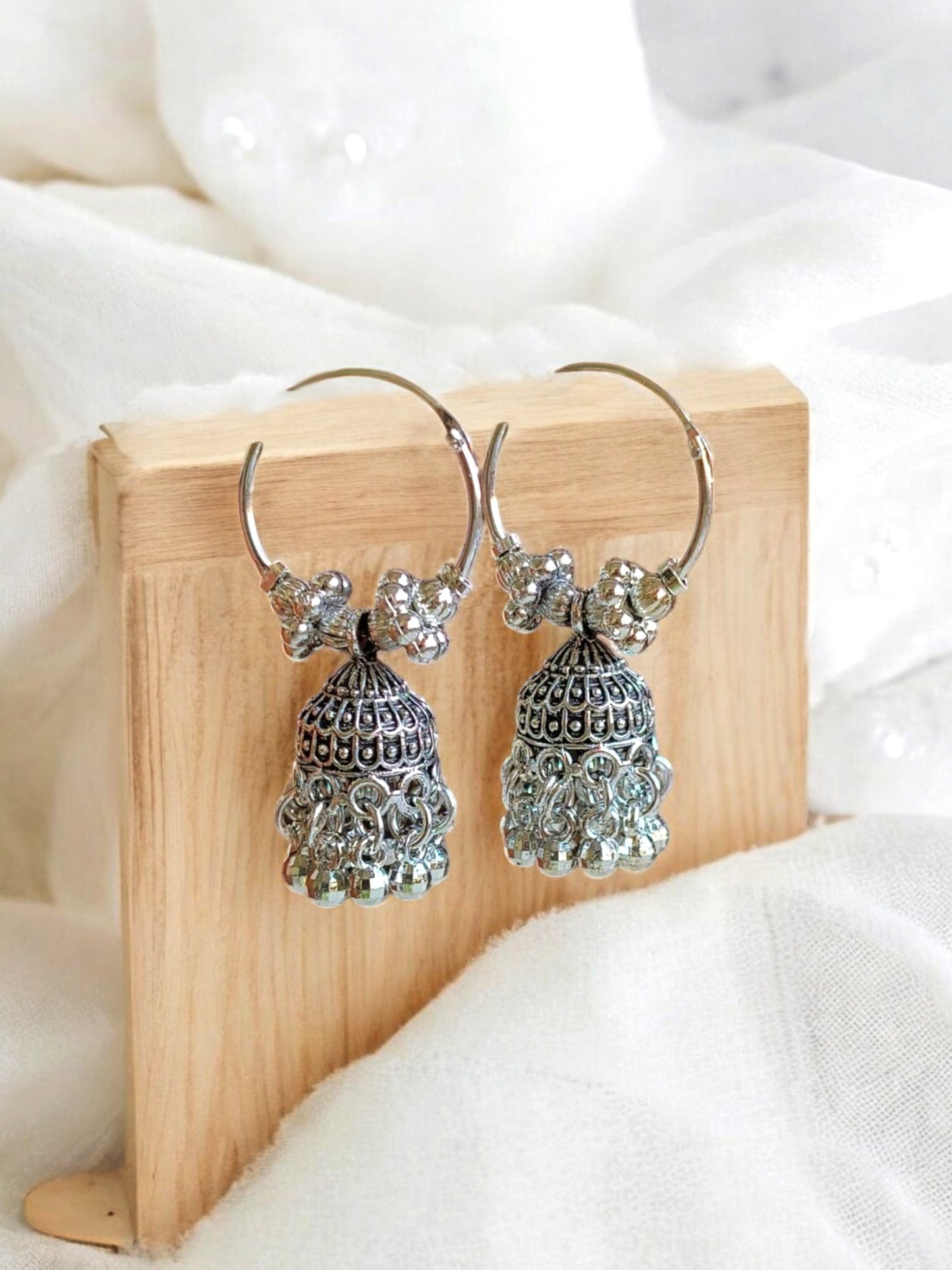 Amodini Bali Hoop German Silver Earrings
