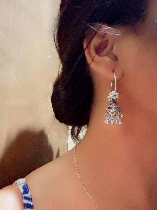 Amodini Bali Hoop German Silver Earrings