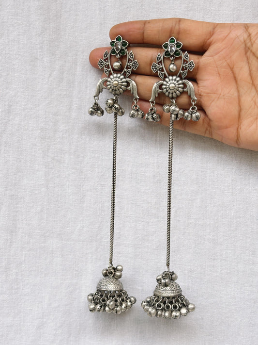 Anya Green Kashmiri Long Ghungroo Jhumka
