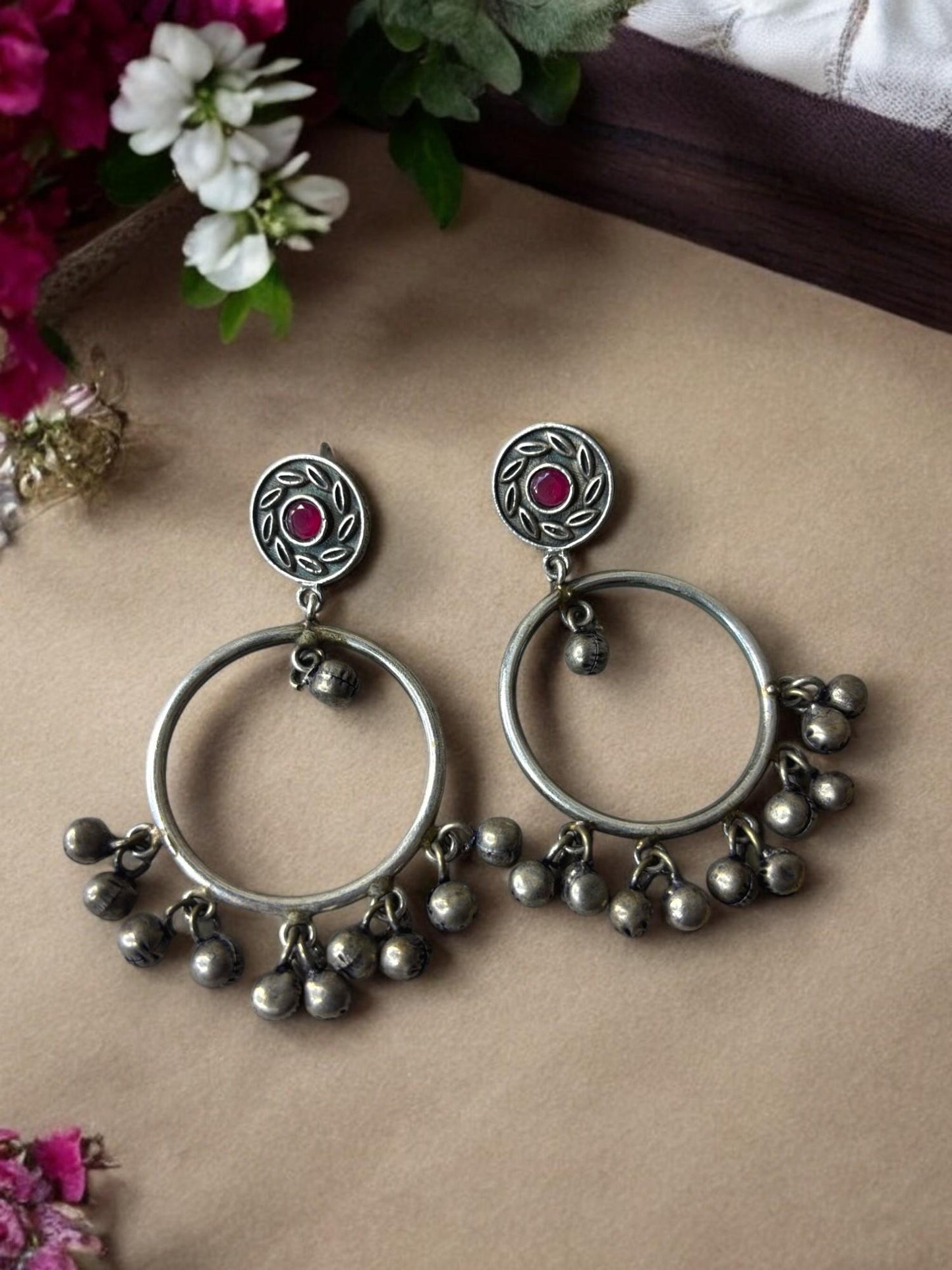 Bali Ghungroo Dangle Brass Silver Earrings
