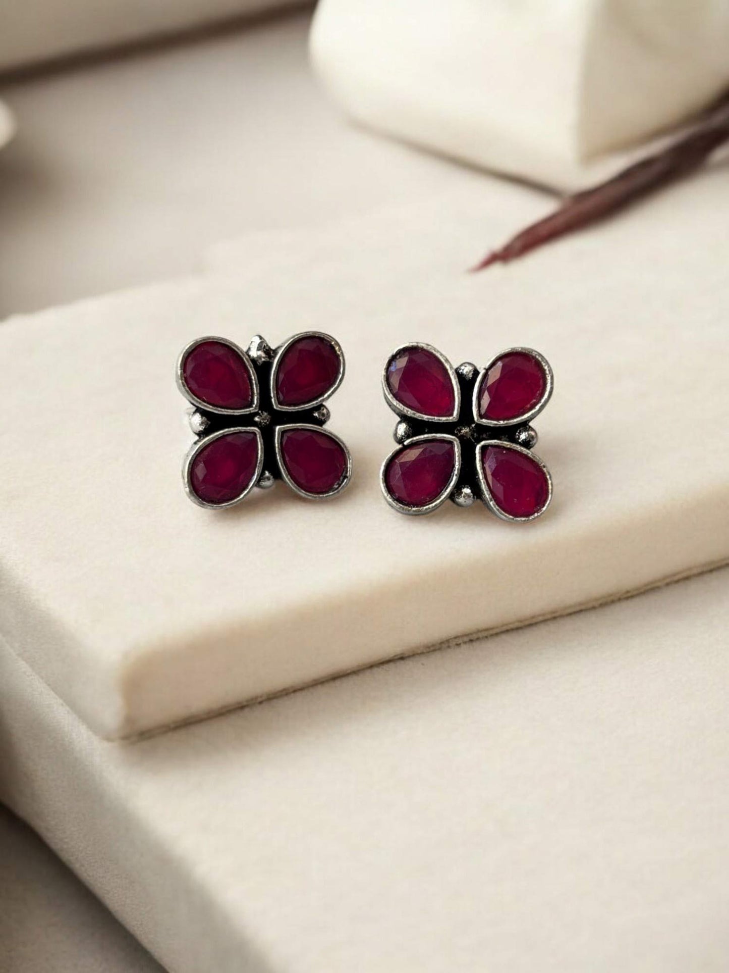 Bela Red Monalisa Daily Wear Stud Earrings