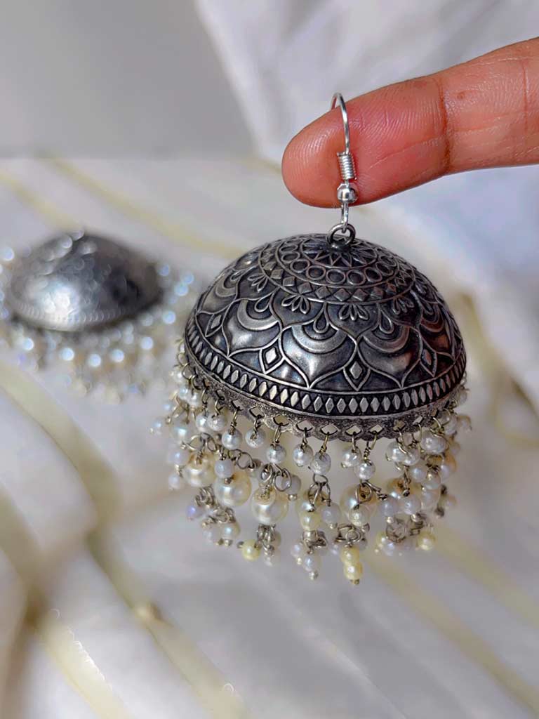 Big Bold Hook Silver Replica Earrings