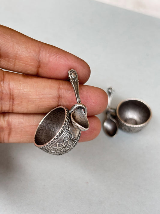 Quirky Cup Spoon Oxidized Silver Studs