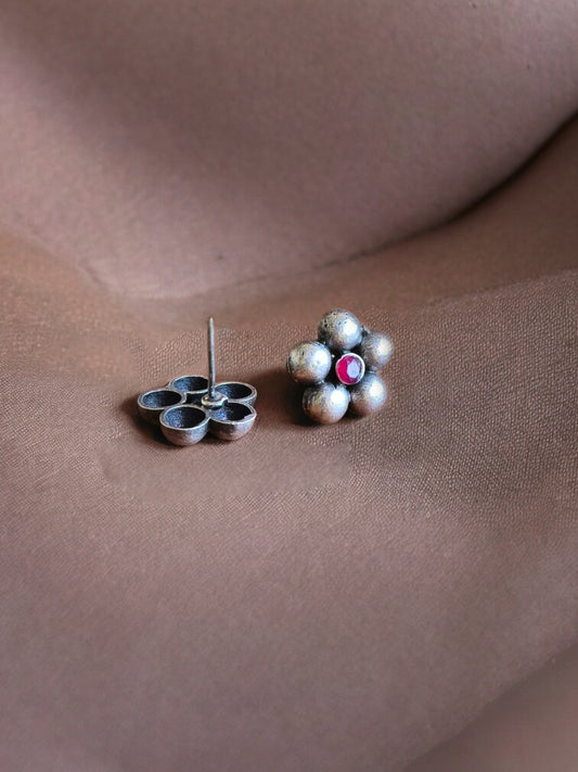 Dahlia Red Monalisa Stone Stud Earrings