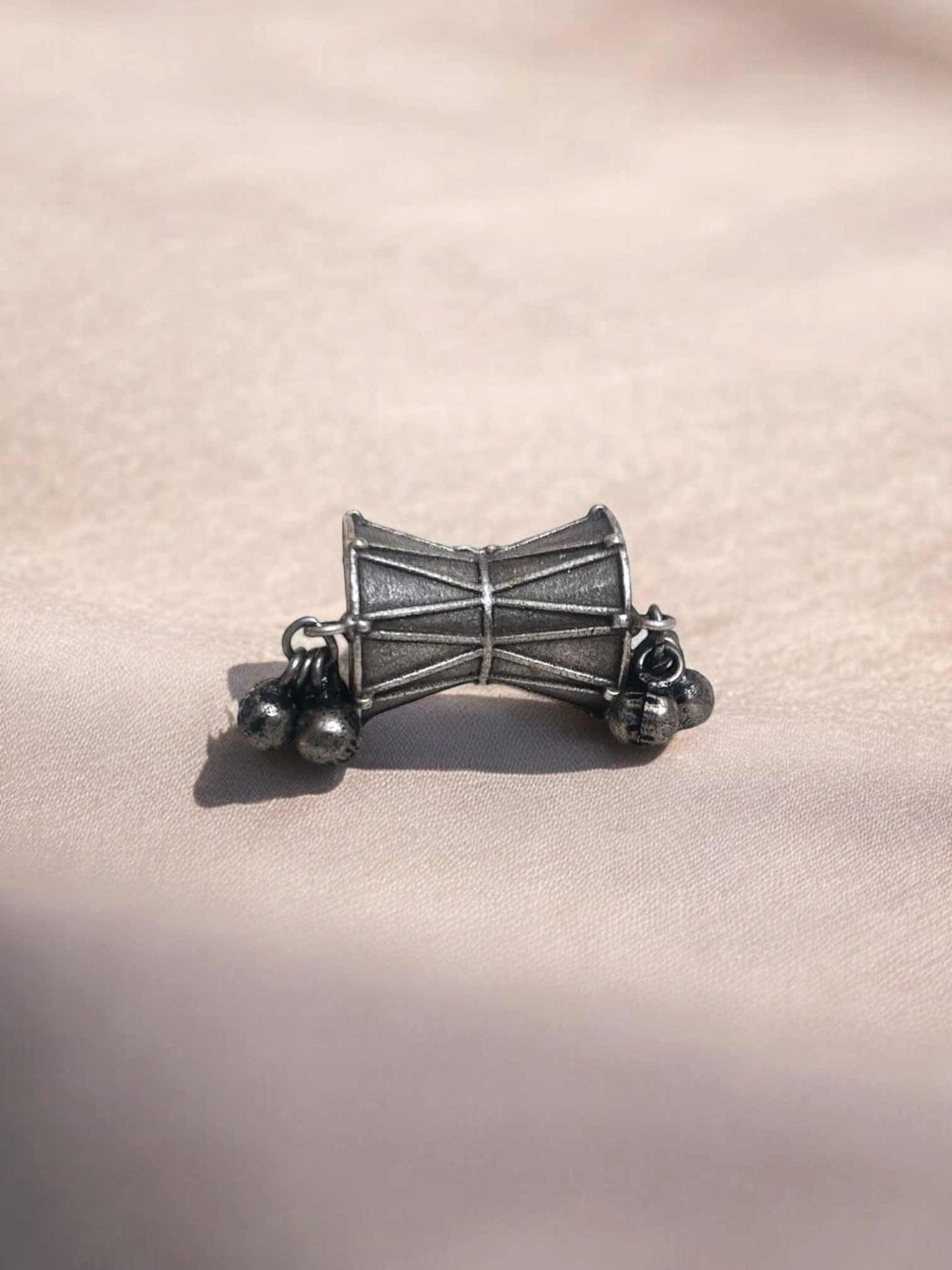 Damaru Adjustable Oxidized Ghungroo Finger Ring