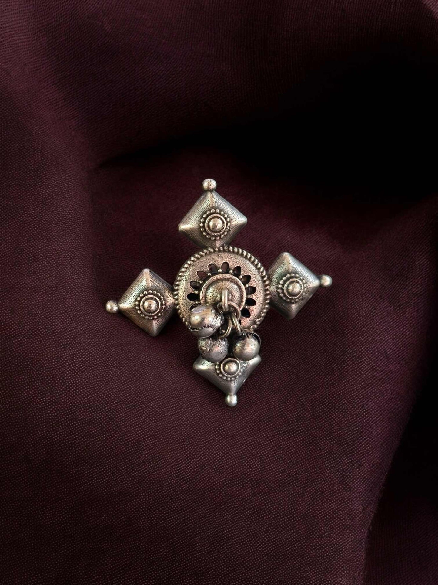 Disha Adjustable Oxidized Ghungroo Finger Ring