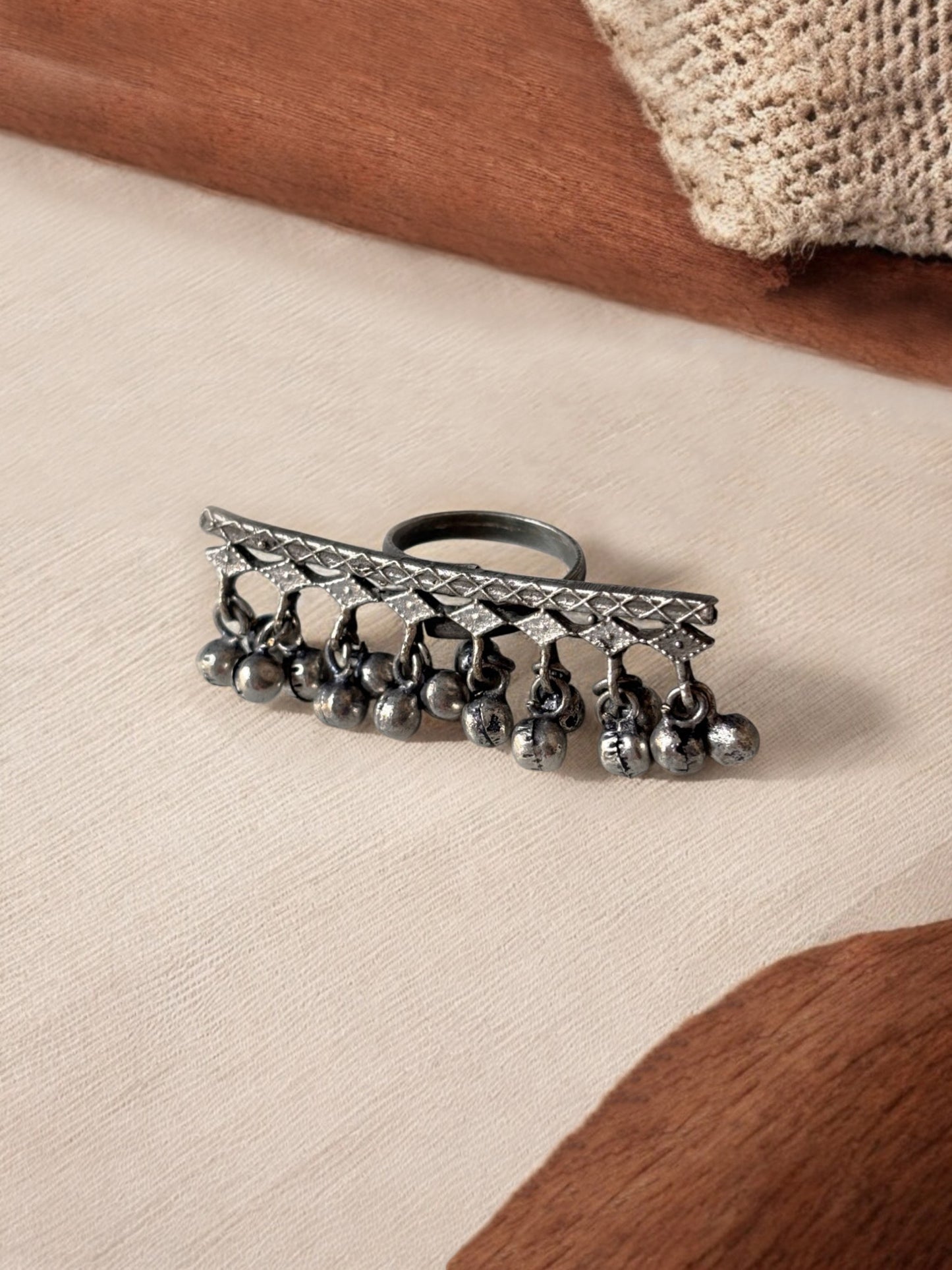 Eesha Oxidized Ghungroo Adjustable Ring