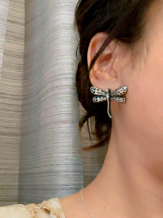 Quirky Firefly Dainty Oxidized Studs Earrings