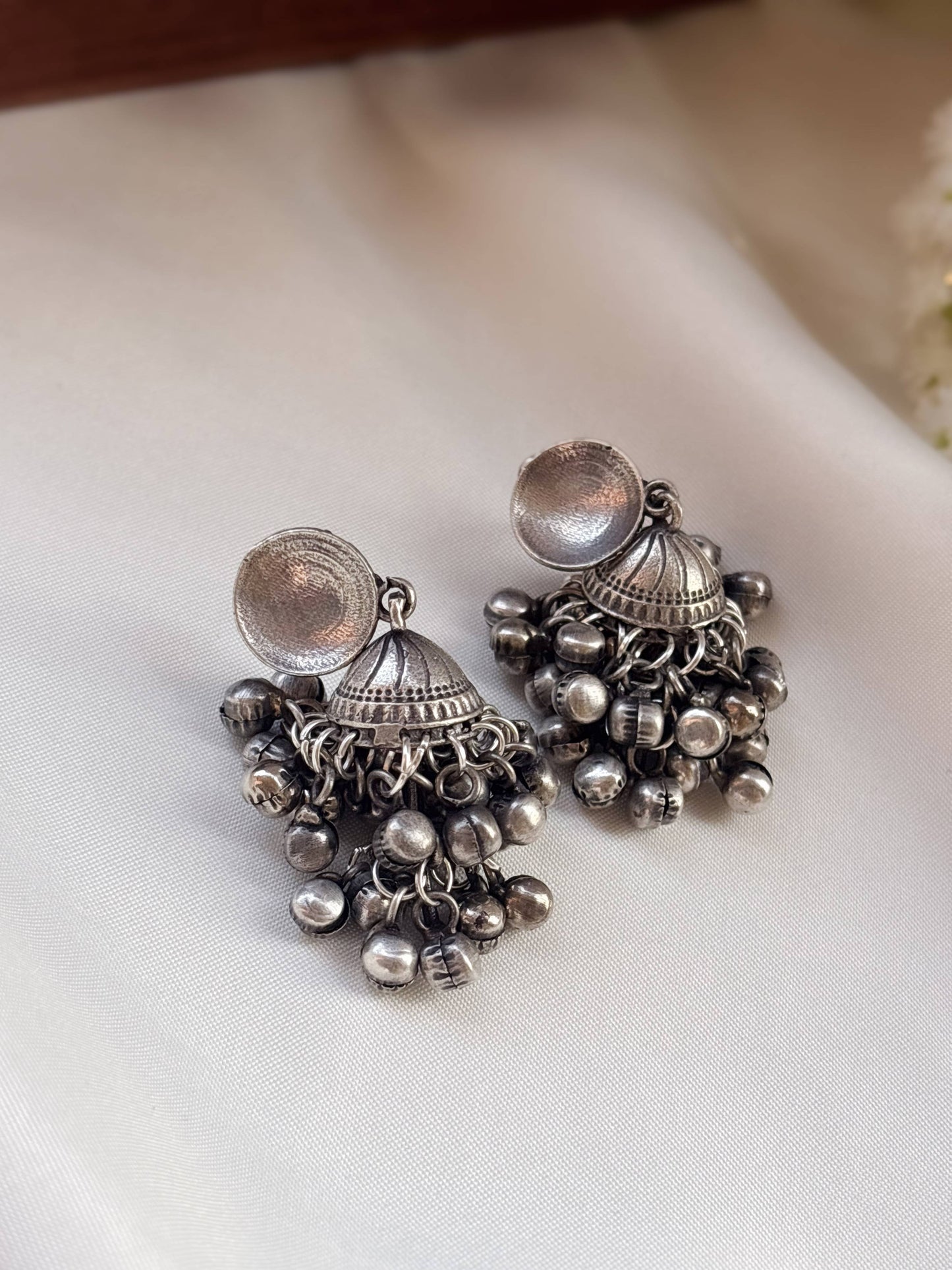 Janaki 2-Layer Ghungroo Jhumka – Oxidized Boho Earrings