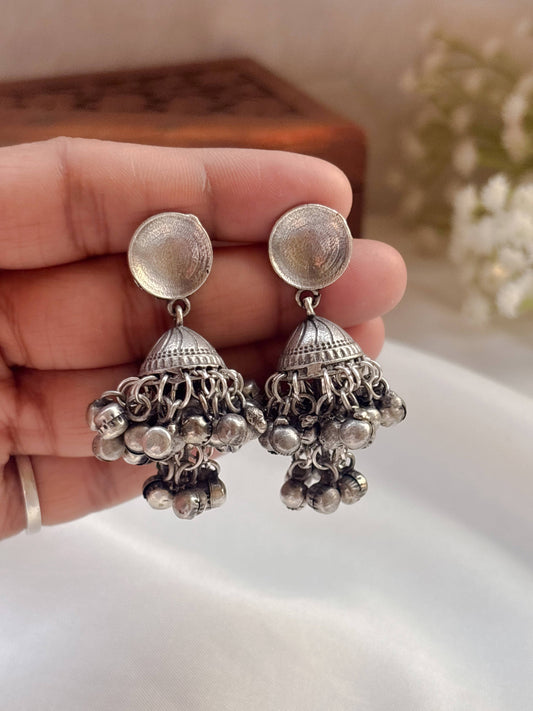 Janaki 2-Layer Ghungroo Jhumka – Oxidized Boho Earrings