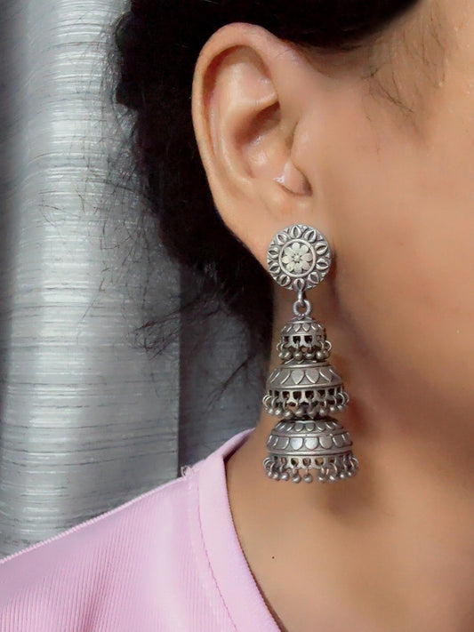 Jhoomar Triple Layer Ghungroo Jhumki