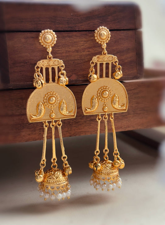Kanak Pearl Kashmiri Dejhoor Jhumka Earrings