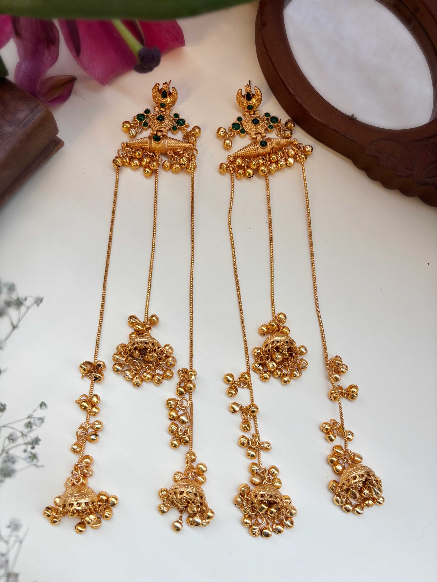 Kanaklata Green Monalisa Stone Kashmiri Dejhoor Earrings