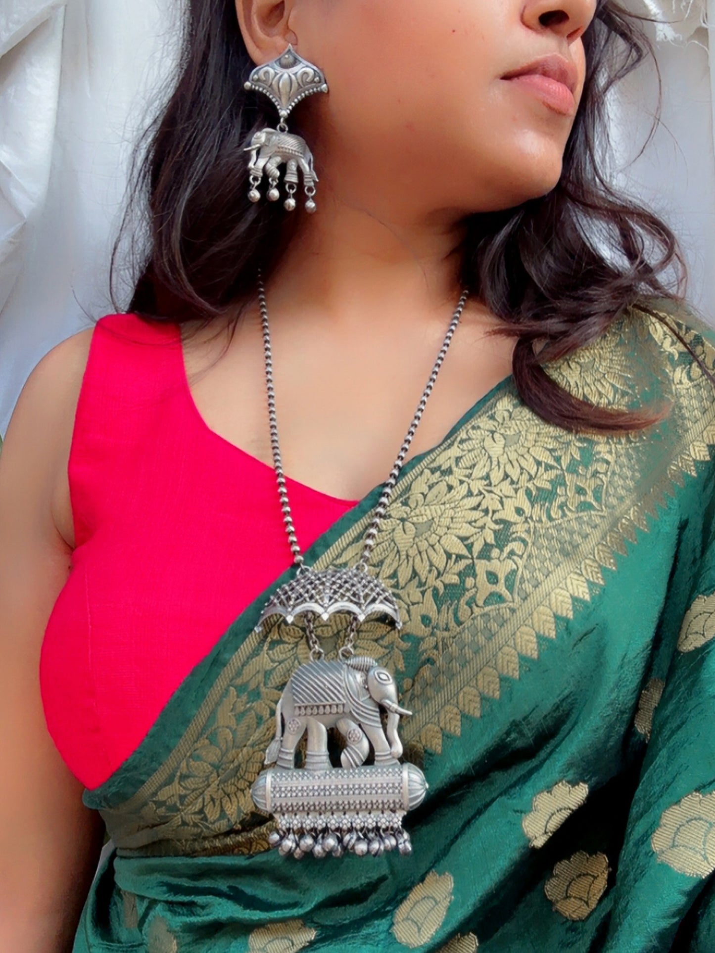 Karini Long Ghungroo Pendant Neckchain with Earrings