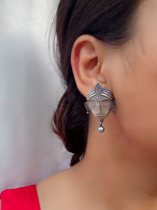 Quirky Krishna Studs – Oxidized Boho Earrings