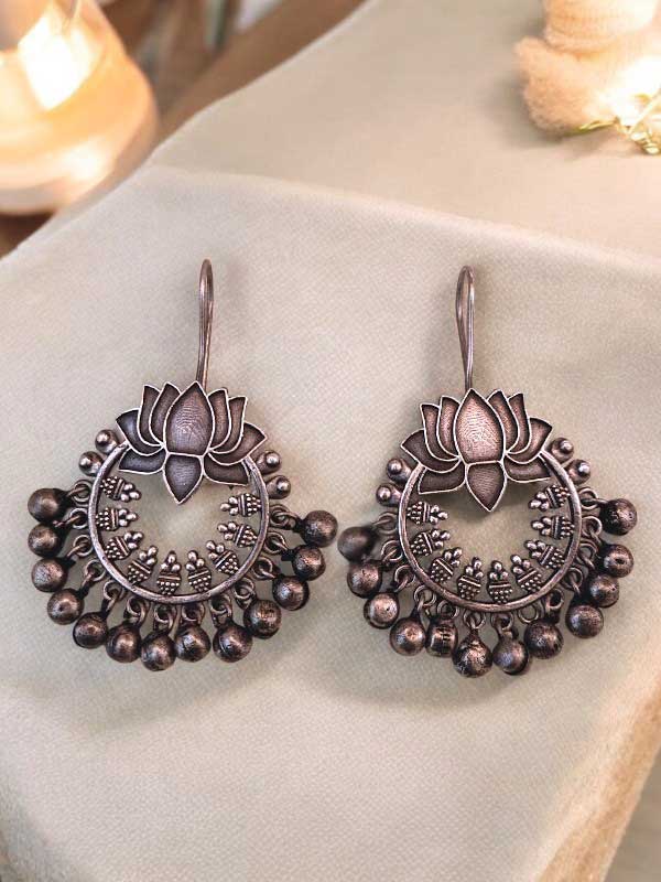 Lotus Hook Silver Earrings