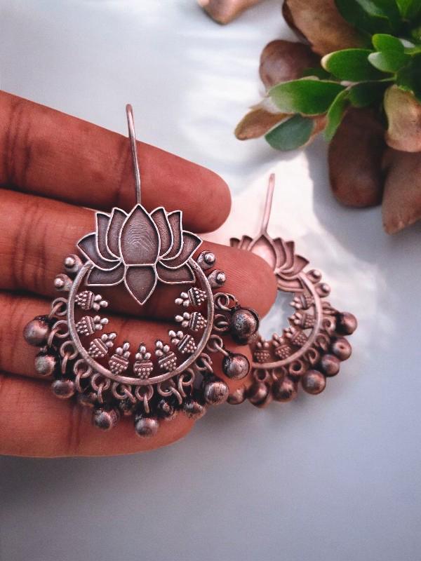 Lotus Hook Silver Earrings