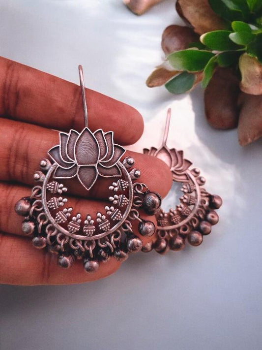 Lotus Hook Silver Earrings