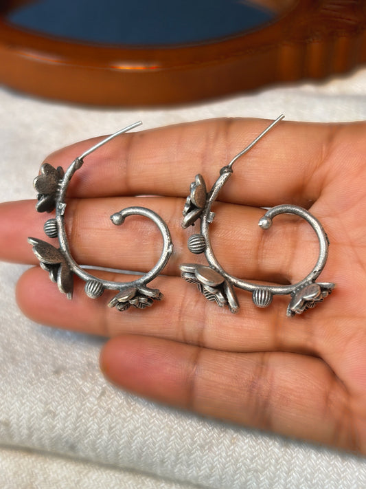 Madhumalati Half Bali Studs Floral Earrings