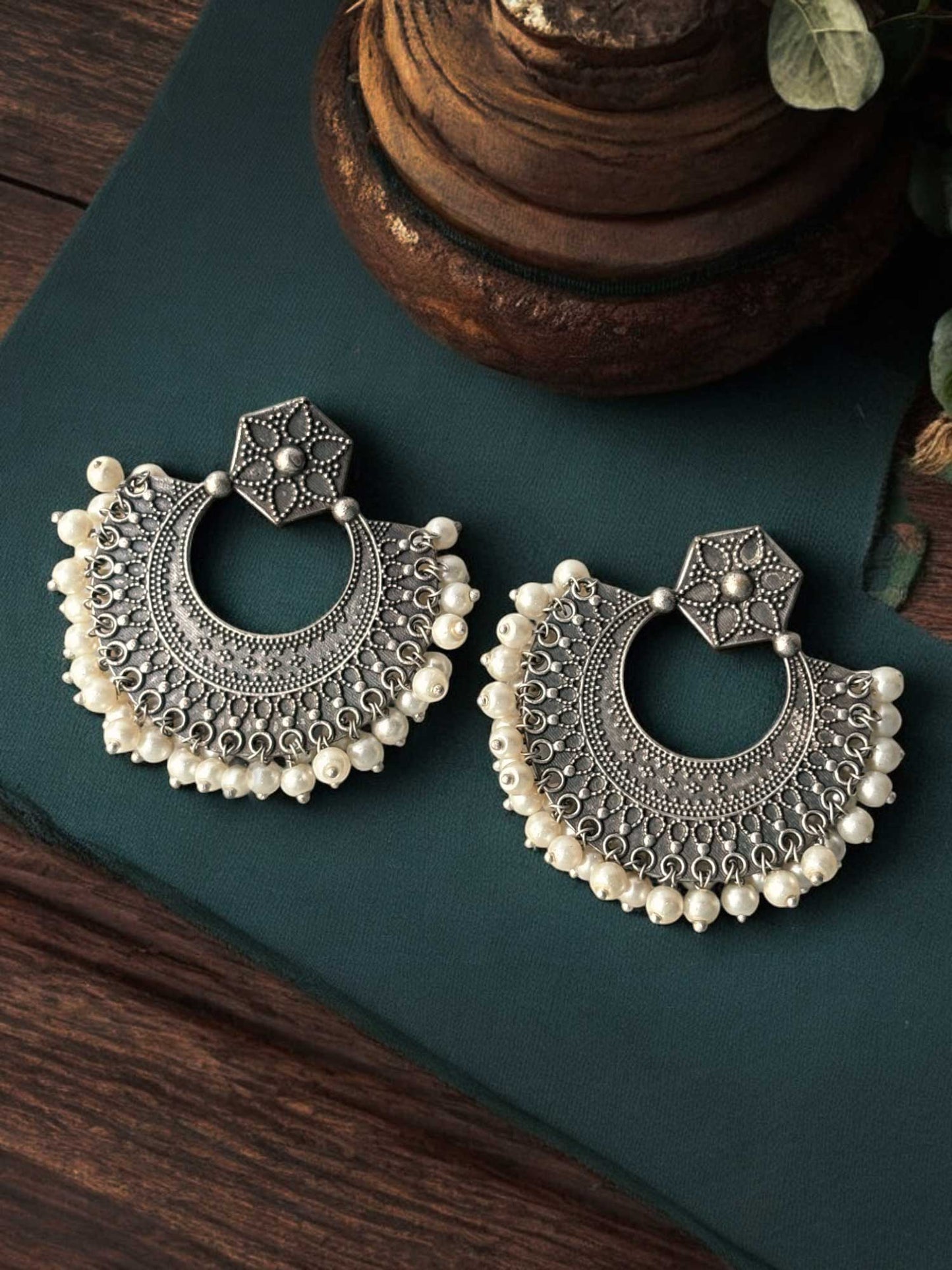Maharani Chandbali Big Stud Pearl Earrings