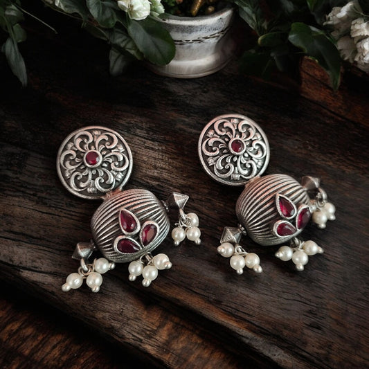 Nargis Silver Replica Stud Earrings