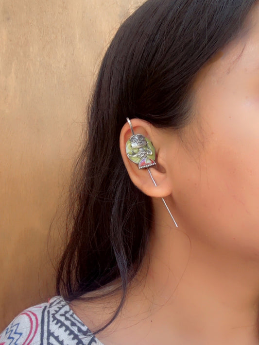 Quirky Oh Stree – Yellow Red Meenakari Sui Earcuff