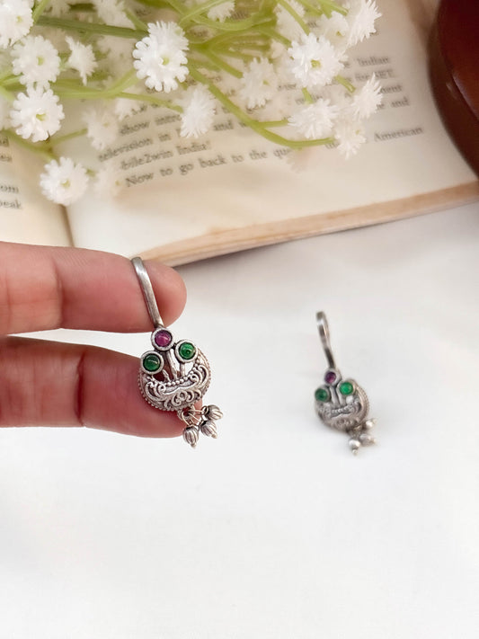 Oviya Red Green Clip-On Bugadi Earcuff Studs