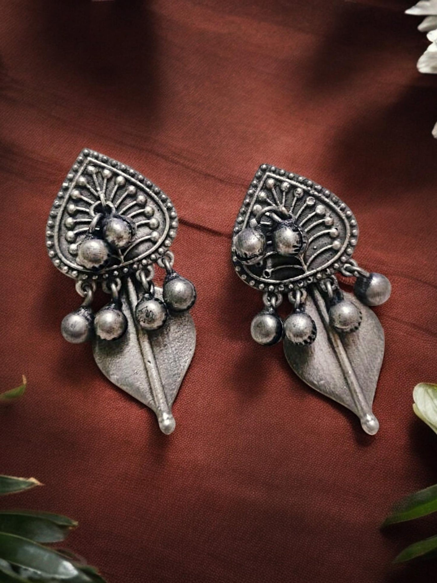 Patra Oxidized Ghungroo Dangle Earrings