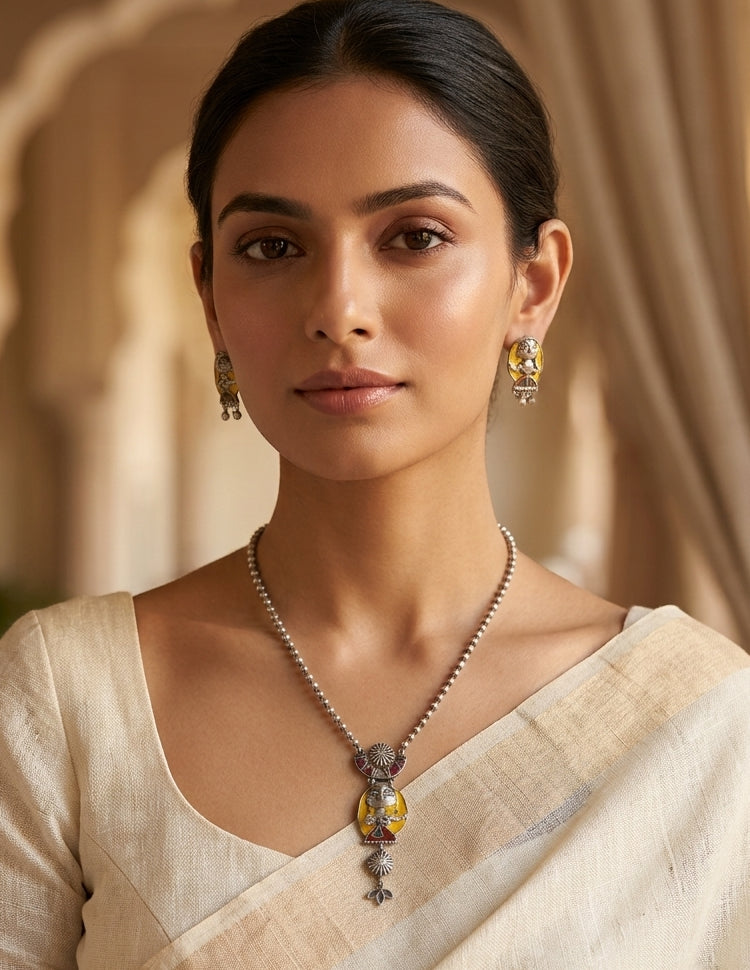 Quirky Oh Stree Handpainted Meenakari Necklace Set