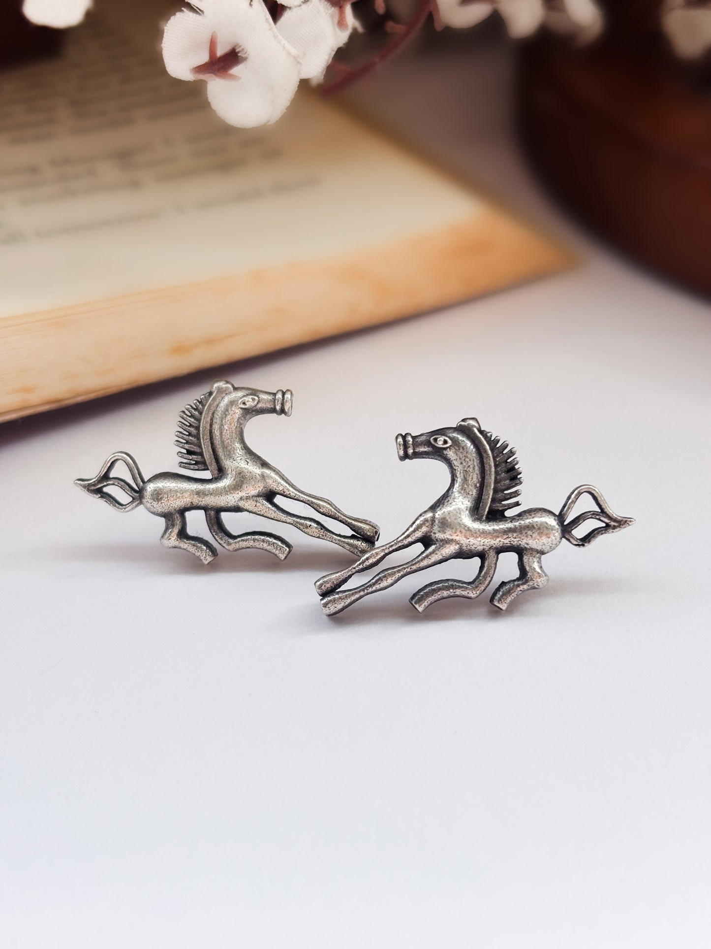 Quirky Vami Studs – Oxidized Boho Earrings