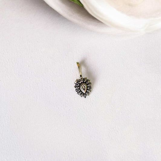 Raahi Clip On Non Piercing Oxidized Nosepin