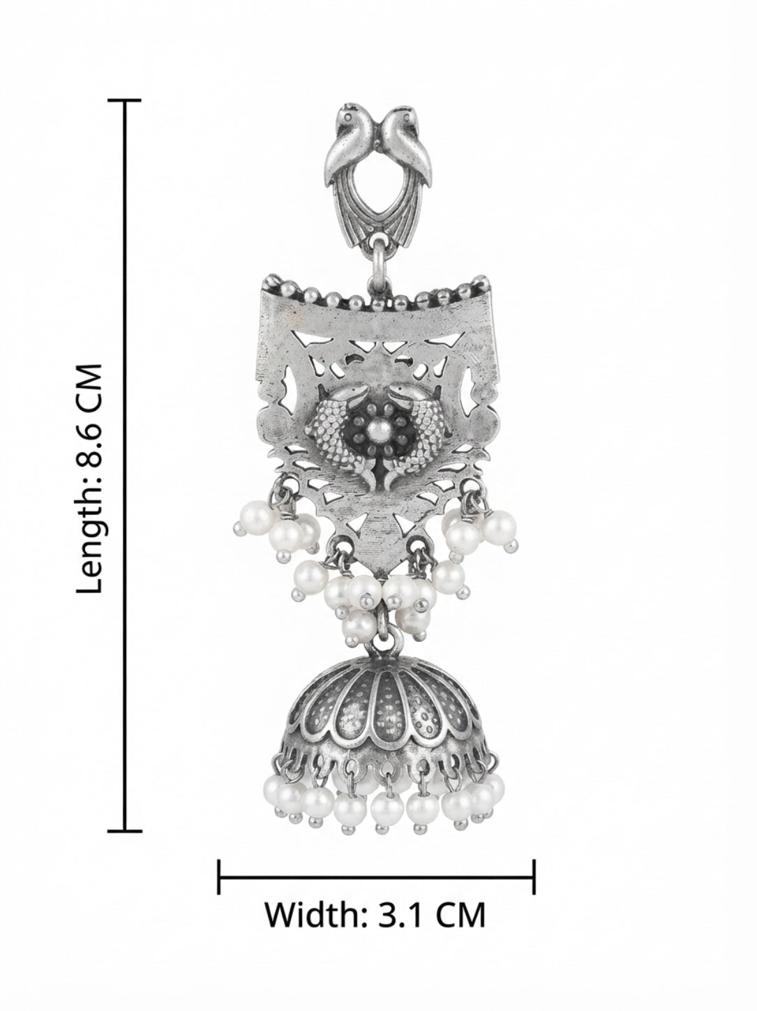 Sarika Long Pearl Dangle Jhumka Earrings