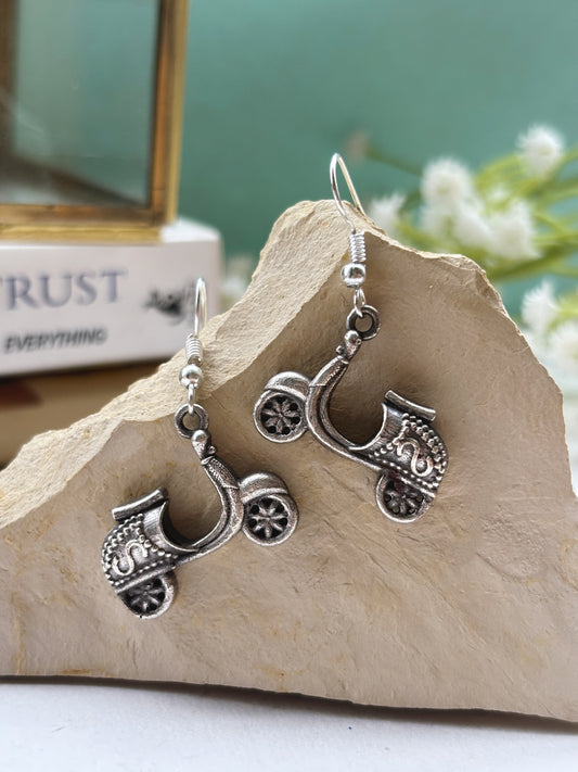 Quirky Scooter Hook Oxidized Earrings