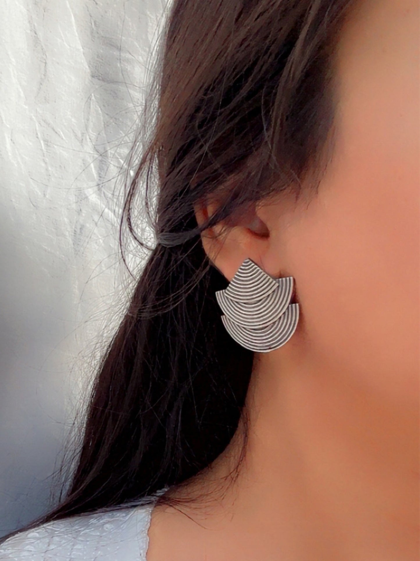 Seepi Triple Layer Oxidized Stud Earrings