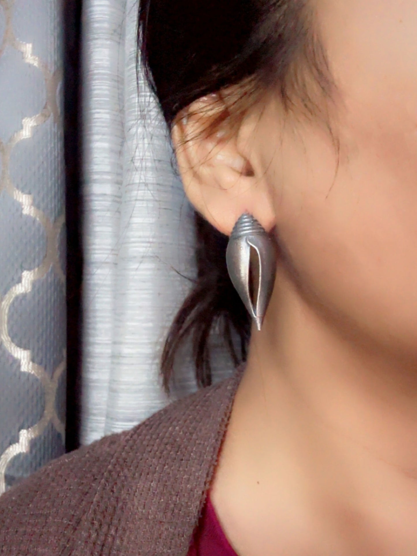Quirky Shankh Studs – Oxidized Boho Tribal Earrings
