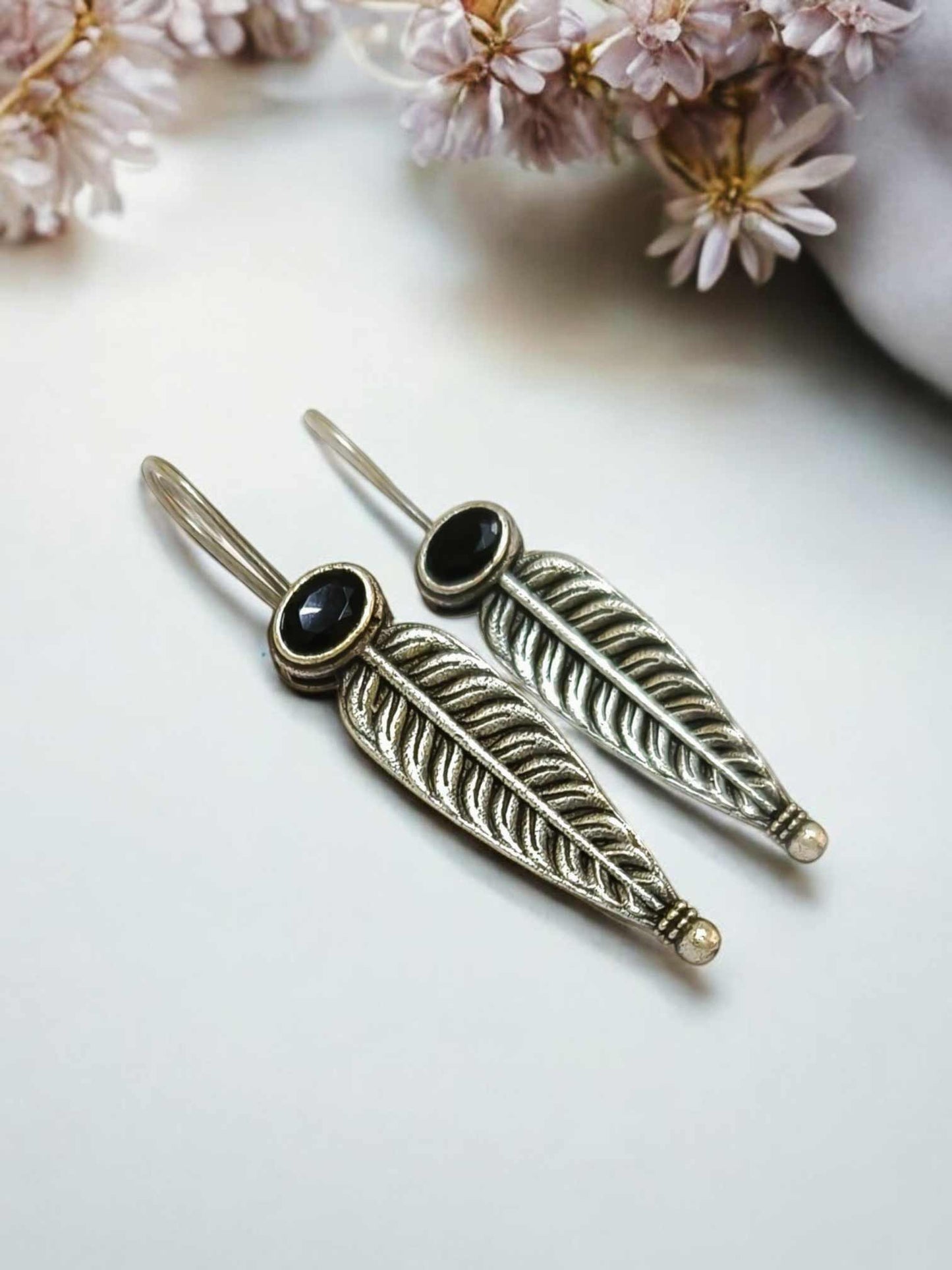 Shezan Black Hook Oxidized Earrings