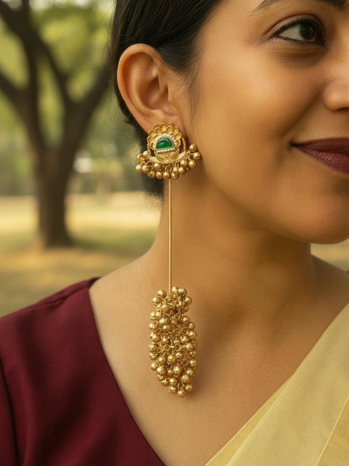 Shikha Green Monalisa Stone Kashmiri Dejhoor