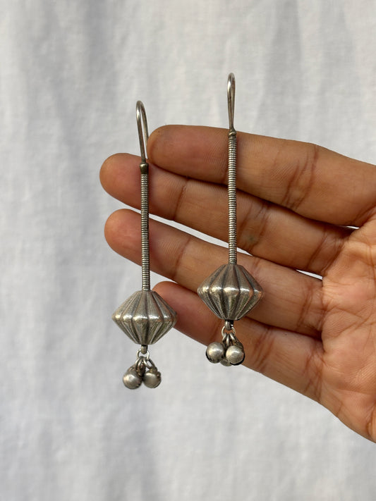 Tesu Oxidized Boho Hook Earrings with Ghungroo