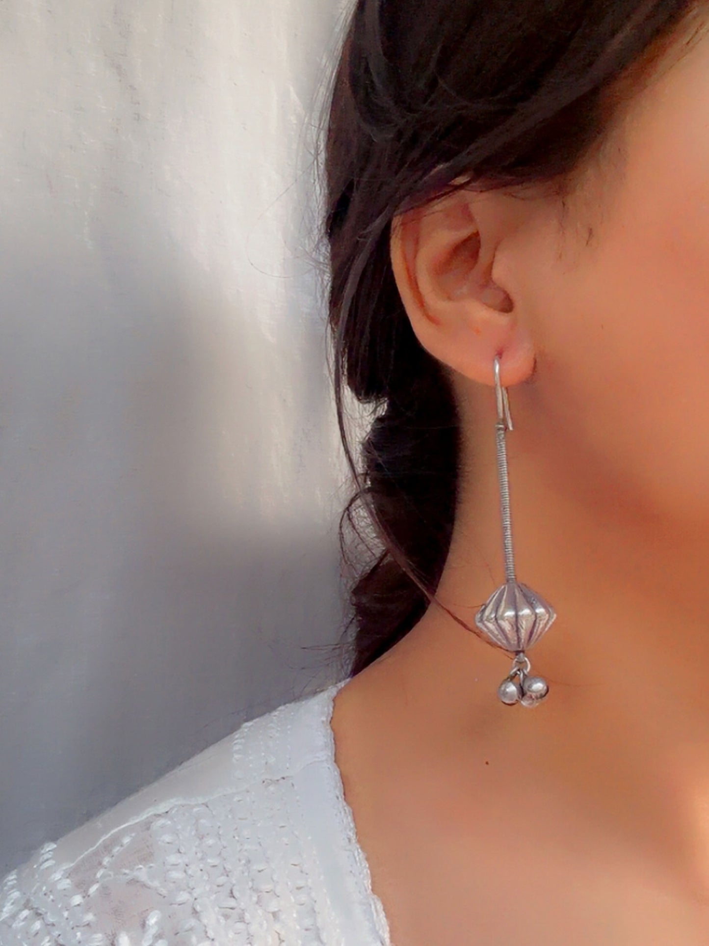 Tesu Oxidized Boho Hook Earrings with Ghungroo