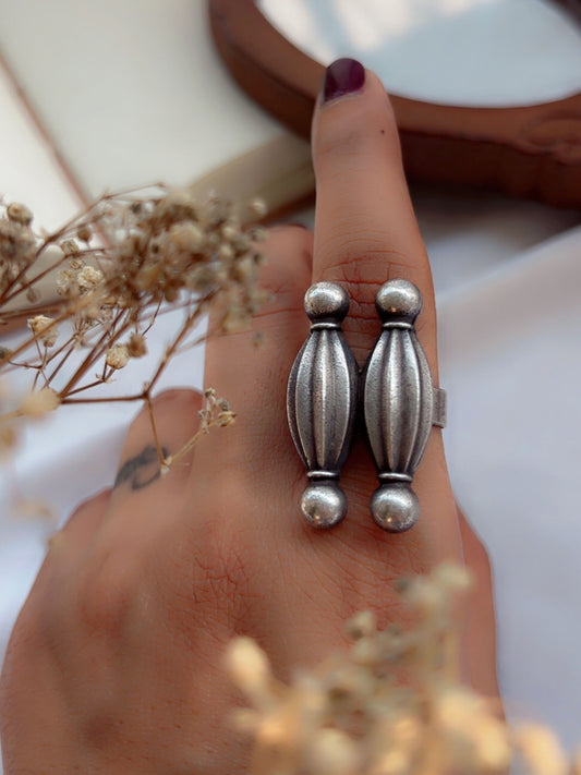 Yamala Oxidized Silver Adjustable Ring