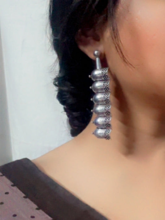 Quirky Yodha Long Dangle Oxidized Earrings