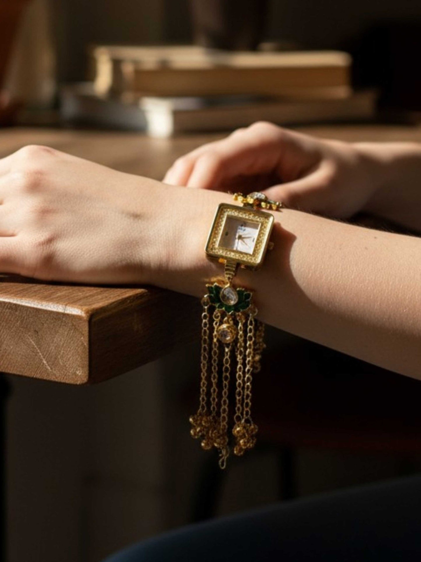 Zoya-2 Golden Ghungroo Chain Drop Watch Bracelet