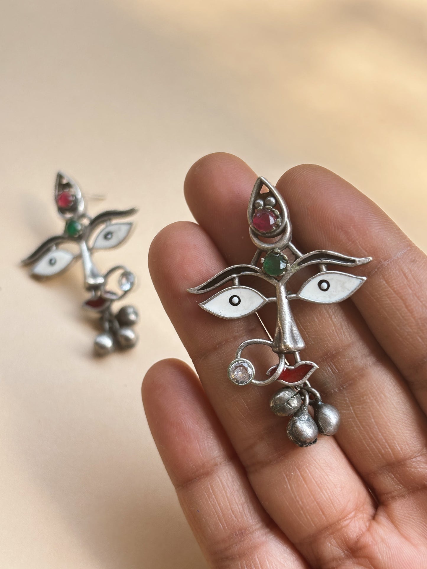 Woomaniya Enamel Handpainted Ghungroo Earrings