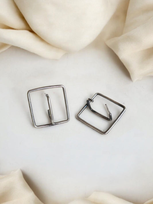 Aayat Office Wear Silver Oxidised Stud Earrings