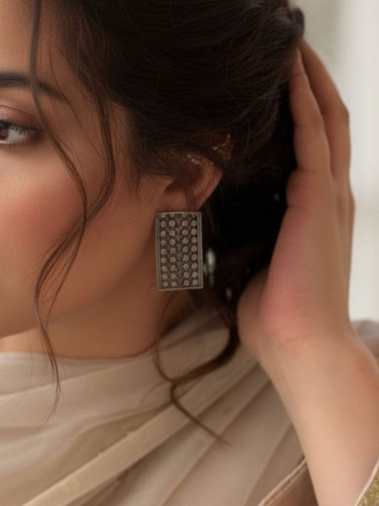 Abheri Studs – Silver Oxidized Boho Earrings